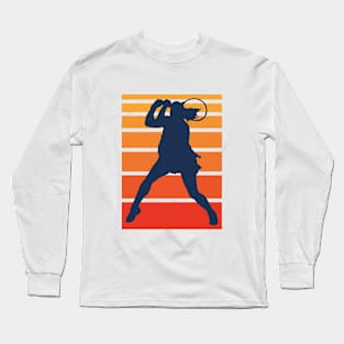 Vintage Women Tennis Silhouette Long Sleeve T-Shirt